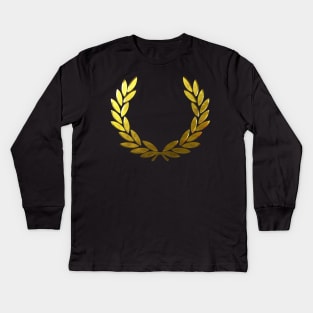 Gold Laurel Wreath Kids Long Sleeve T-Shirt